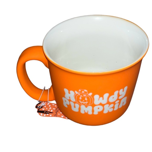 NWT Sunday Morning Ceramics Howdy Pumpkin Orange Soft Touch Mug - Picture 1 of 4